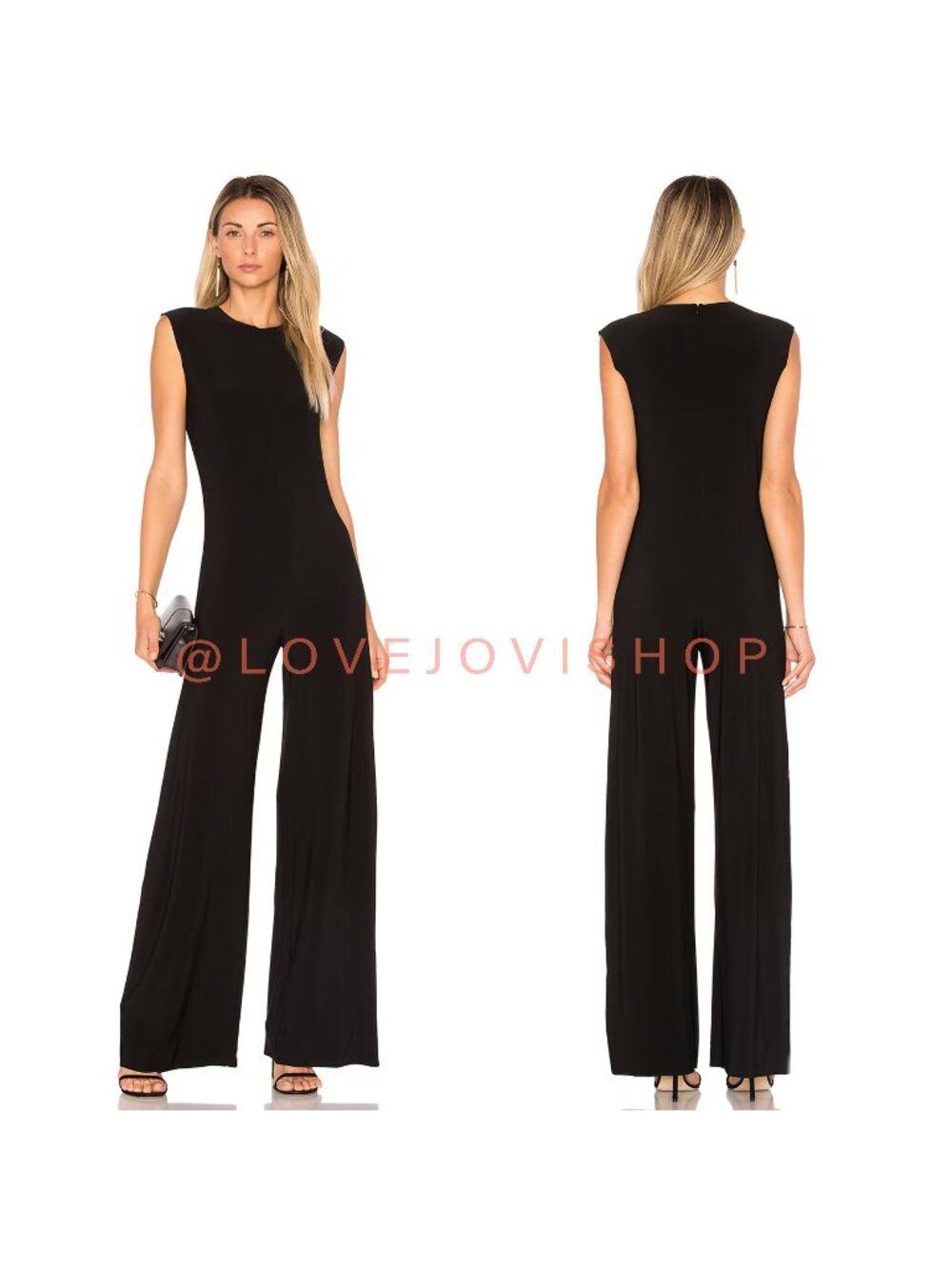 Dress | Norma Kamali Black Jumpsuit | Wide Leg Cap Sleeve | Cocktail Wedding Eve